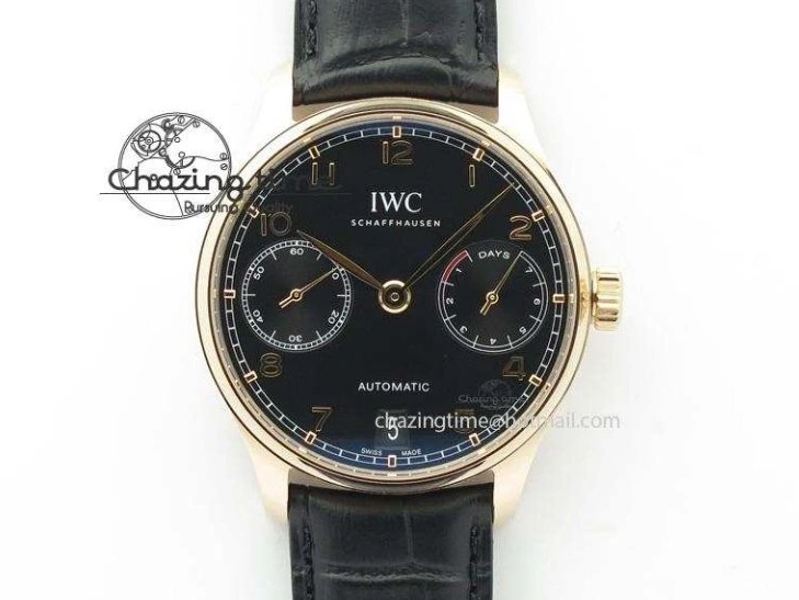 MIROTIME 0410 Elegant Portuguese IW371615 ZF 1:1 Best Edition SS Green Dial on Black Leather Strap A96355 V 7081